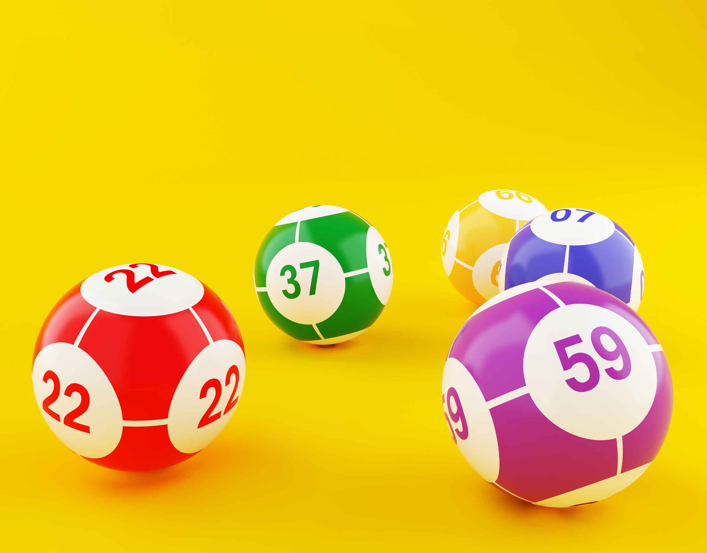 Colourful numbered club lotto balls