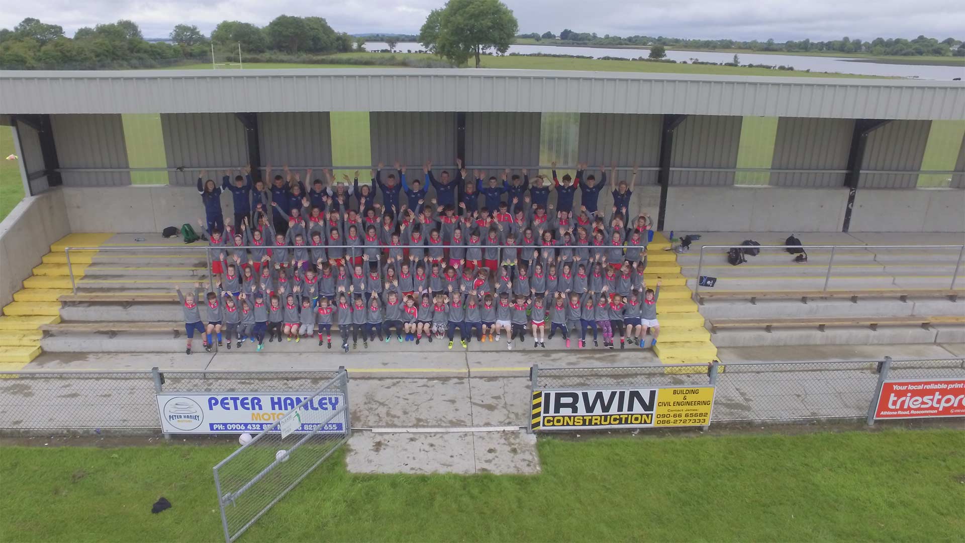 St. Faithleach’s young players and mentors together in the spectator stand